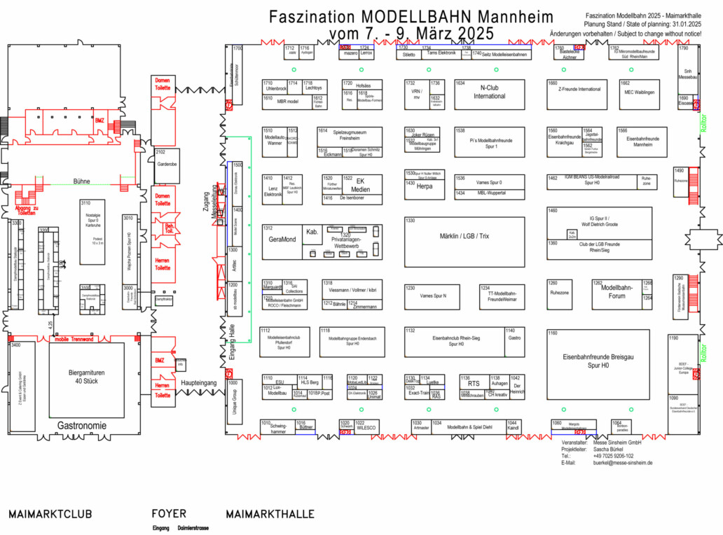 Faszination Modellbahn Internationale Messe für Modelleisenbahnen, Specials & Zubehör Hallenplan Faszination MODELLBAHN Mannheim 2025 Stand 31012025 scaled uai